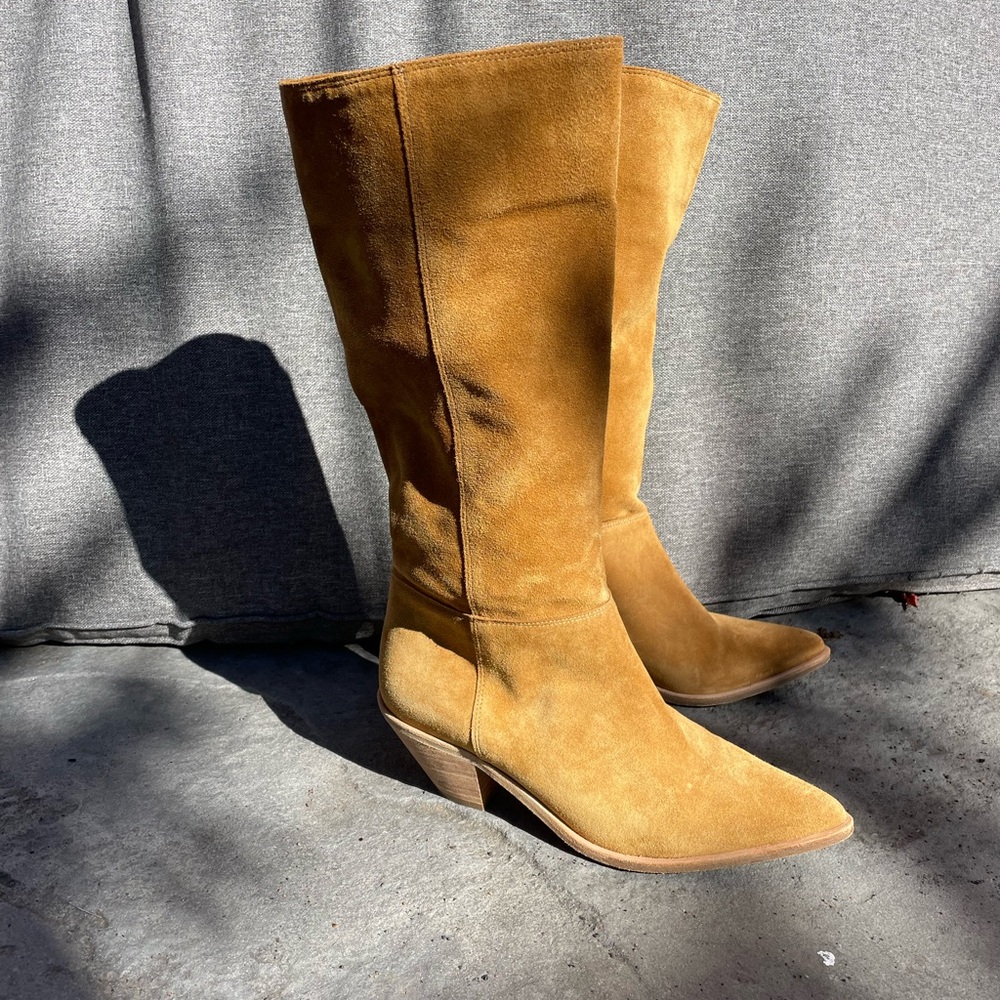 BA&SH Suede boots Tan leather  shops Cowboy - Picture 3 of 10